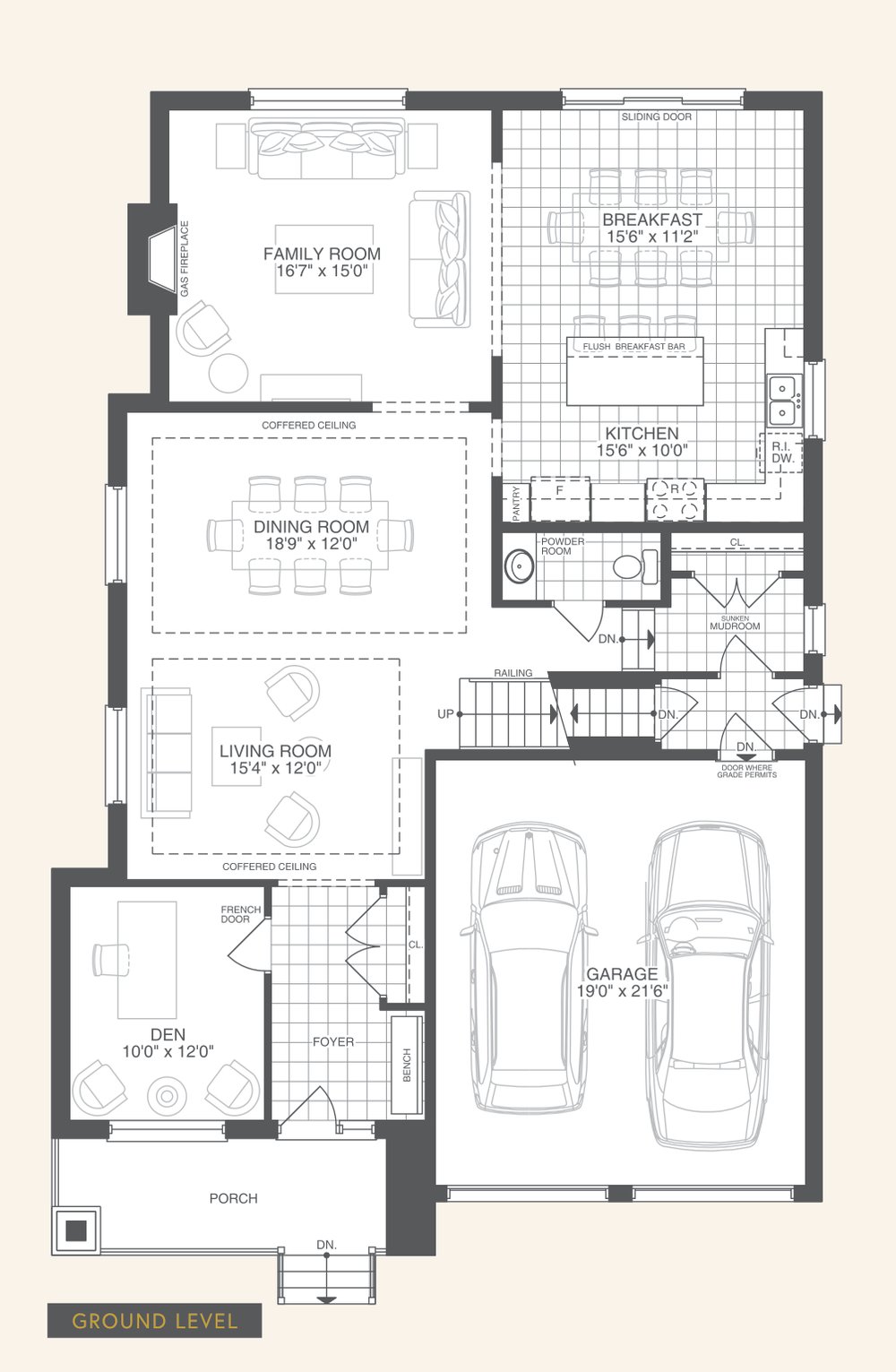The Gilford — Ground level floor plan